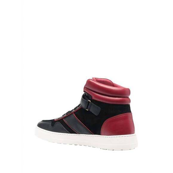 NEW SALVATORE FERRAGAMO men\'s gancini high-top sneakers in red